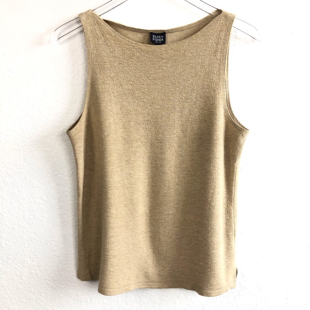 Eileen Fisher Camel Colored Knit Tank Top Size PM
